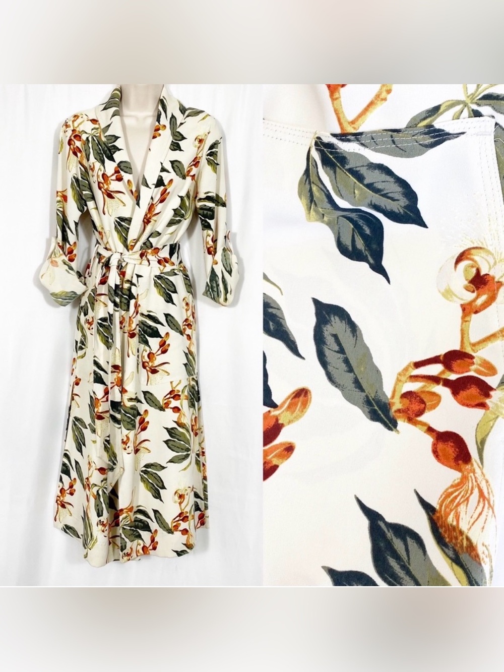 Babaton X Aritzia Kahlo Longline Duster Robe Trench Coat Jacket: Tropical Floral - Picture 2 of 14